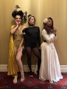 Luxury private party entertainment Chicago with glamorous cabaret performer and champagne audience